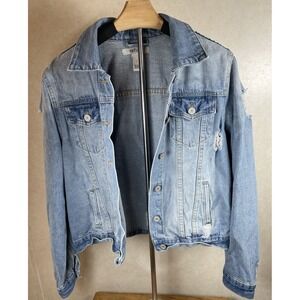 Distressed Urban-style Jean Jacket Size L Women's‎